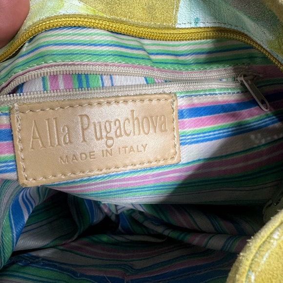 Alla Pugachova Made In Italy Hand painted suede leather bag - Picture 3 of 6
